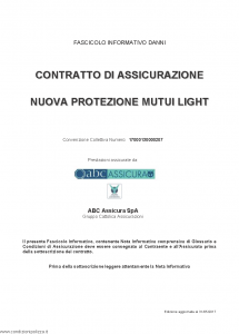 Abc - Nuova Protezione Mutui Light Convenzione 17000130000207 - Modello nd Edizione 31-05-2017 [64P]