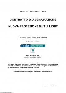 Abc - Nuova Protezione Mutui Light Convenzione 17000330000008 - Modello nd Edizione 31-05-2017 [64P]