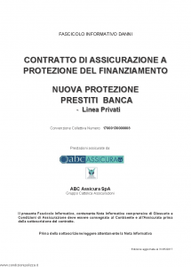 Abc - Nuova Protezione Prestiti Banca Linea Privati Convenzione 17000130000008 - Modello nd Edizione 31-05-2017 [60P]