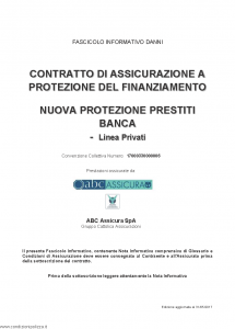Abc - Nuova Protezione Prestiti Banca Linea Privati Convenzione 17000330000006 - Modello nd Edizione 31-05-2017 [60P]
