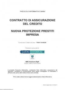 Abc - Nuova Protezione Prestiti Impresa Convenzione 17000130000205 - Modello nd Edizione 31-05-2017 [56P]