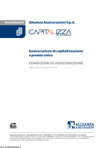 Alleanza Assicurazioni - Capitalizza Di Alleanza - Modello 10309958 Edizione 01-01-2019 [6P]