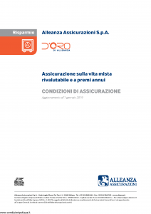 Alleanza Assicurazioni - D'Oro Di Allenza Risparmio - Modello 10318210 Edizione 01-01-2019 [14P]