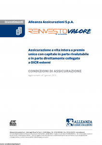 Alleanza Assicurazioni - Reinvesto Valore Di Alleanza - Modello 10319171 Edizione 01-01-2019 [12P]