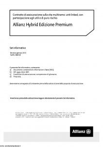 Allianz - Allianz Hybrid Edizione Premium Set Informativo - Modello nd Edizione 01-2019 [50P]