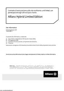 Allianz - Allianz Hybrid Limited Edition Set Informativo - Modello nd Edizione 01-2019 [48P]