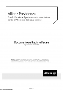 Allianz - Allianz Previdenza Fondo Pensione Aperto Documento Sul Regime Fiscale - Modello nd Edizione 29-03-2018 [8P]