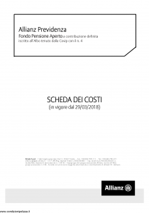 Allianz - Allianz Previdenza Fondo Pensione Aperto Scheda Dei Costi - Modello nd Edizione 29-03-2018 [6P]