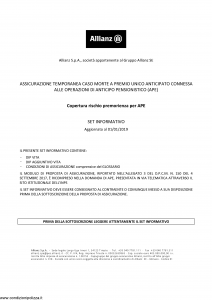 Allianz - Assicurazione Temporanea Caso Morte Ape - Modello nd Edizione 01-01-2019 [28P]