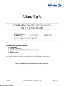 Allianz - Fascicolo Informativo Tariffa 16Vl01 E Tariffa 12L - Modello vl017 Edizione 29-05-2015 [24P]