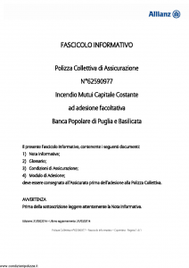 Allianz - Incendio Mutui Capitale Costante - Modello 62590977 Edizione 31-05-2014 [10P]