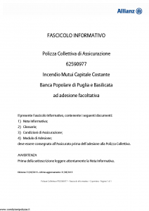 Allianz - Incendio Mutui Capitale Costante - Modello 62590977 Edizione 31-05-2015 [12P]