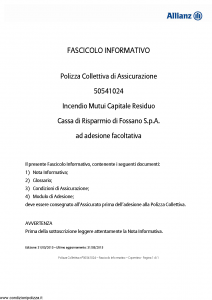 Allianz - Incendio Mutui Capitale Residuo - Modello 50541024 Edizione 31-05-2015 [11P]