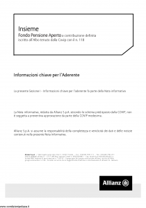 Allianz - Insieme Fondo Pensione Aperto Informazioni Chiave - Modello nd Edizione 29-03-2018 [14P]