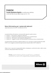 Allianz - Insieme Fondo Pensione Aperto Nota Informativa - Modello nd Edizione 29-03-2018 [76P]