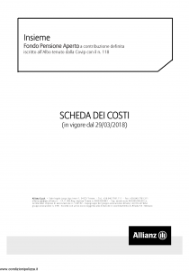Allianz - Insieme Fondo Pensione Aperto Scheda Dei Costi - Modello nd Edizione 29-03-2018 [6P]