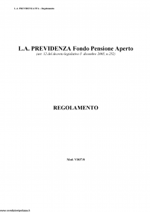 Allianz - L.A. Previdenza Fondo Pensione Aperto Regolamento - Modello vi037-8 Edizione nd [36P]