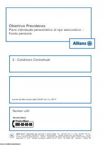 Allianz - Obiettivo Previdenza Condizioni Contrattuali - Modello rv8001 Edizione 01-2013 [34P]