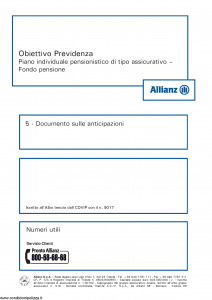 Allianz - Obiettivo Previdenza Documento Sulle Anticipazioni - Modello rv8001 Edizione 01-2013 [6P]