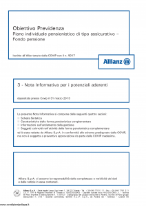 Allianz - Obiettivo Previdenza Nota Informativa Potenziali Aderenti - Modello rv8001 Edizione 03-2013 [43P]