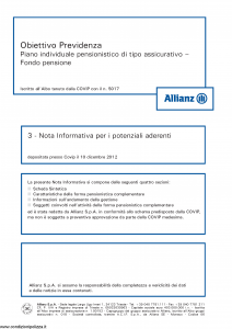 Allianz - Obiettivo Previdenza Nota Informativa Potenziali Aderenti - Modello rv8001 Edizione 10-12-2012 [44P]