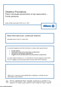 Allianz - Obiettivo Previdenza Nota Informativa Potenziali Aderenti - Modello rv8001 Edizione 31-03-2014 [34P]