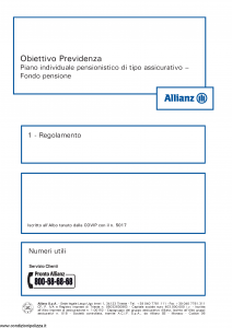 Allianz - Obiettivo Previdenza Regolamento - Modello rv8001 Edizione 01-2013 [14P]