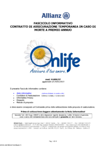 Allianz - Onlife Assicura Il Tuo Amore - Modello vl009-07 Edizione 29-05-2015 [9P]