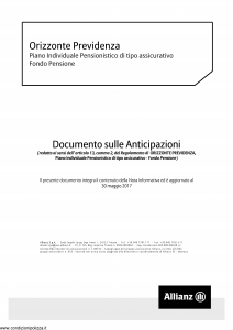 Allianz - Orizzonte Previdenza Documento Sulle Anticipazioni - Modello nd Edizione 30-05-2017 [8P]