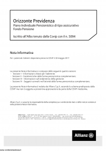 Allianz - Orizzonte Previdenza Nota Informativa - Modello nd Edizione 30-05-2017 [44P]