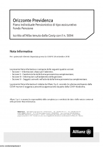 Allianz - Orizzonte Previdenza Piano Individuale Pensionistico Nota Informativa - Modello nd Edizione 29-03-2018 [54P]