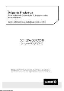 Allianz - Orizzonte Previdenza Scheda Dei Costi - Modello nd Edizione 30-05-2017 [5P]
