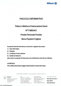 Allianz - Prestito Personale Protetto - Modello 718893431 Edizione 31-05-2011 [9P]