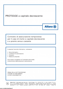 Allianz - Protegge A Capitale Decrescente - Modello 8013 Edizione 01-2013 [30P]