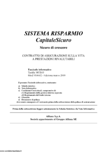 Allianz - Sistema Risparmio Capitalesicuro Tariffa 38Ur03 - Modello vi060-2 Edizione 03-2009 [44P] 