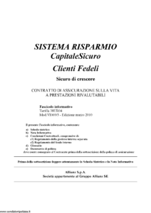 Allianz - Sistema Risparmio Capitalesicuro Tariffa 38Ur04 - Modello vi069-3 Edizione 03-2010 [44P] 