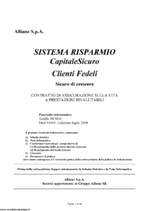 Allianz - Sistema Risparmio Capitalesicuro Tariffa 38Ur04 - Modello vi069 Edizione 07-2008 [44P] 