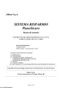 Allianz - Sistema Risparmio Piano Sicuro Sicuro Di Crescere Tariffa 03Ce01 - Modello vi058-2 Edizione 03-2009 [46P]