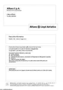 Allianz Lloyd Adriatico - I Miei Affetti Tariffa 20Ep01 - Modello 7386 Edizione 05-2012 [44P]