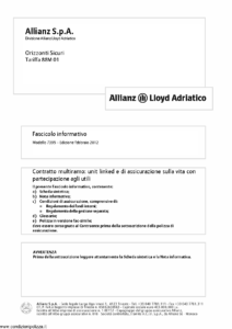 Allianz Lloyd Adriatico - Orizzonti Sicuri Tariffa 88M01 - Modello 7395 Edizione 02-2012 [62P]