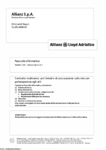 Allianz Lloyd Adriatico - Orizzonti Sicuri Tariffa 88M01 - Modello 7395 Edizione 04-2011 [50P]