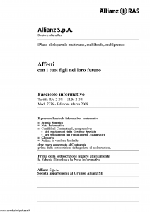 Allianz Ras - Affetti Con I Tuoi Figli Nel Loro Futuro Tariffa R5A-2 - Modello 7336 Edizione 03-2008 [166P]
