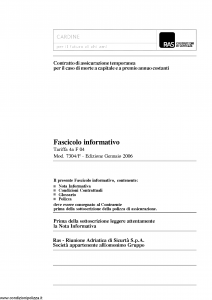 Allianz Ras - Cardine Per Il Futuro Di Chi Ami Tariffa 4A-F-04 - Modello 7304-f Edizione 01-2006 [31P]