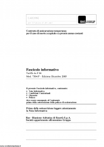 Allianz Ras - Cardine Per Il Futuro Di Chi Ami Tariffa 4A-F-04 - Modello 7304-f Edizione 12-2005 [30P]