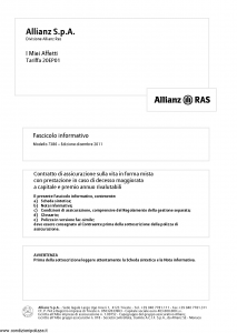 Allianz Ras - I Miei Affetti Tariffa 20Ep01 - Modello 7386 Edizione 12-2011 [50P]