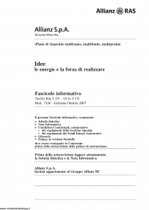 Allianz Ras - Idee Le Energie E La Forza Di Realizzare Tariffa R4A-5 - Modello 7338 Edizione 10-2007 [154P]