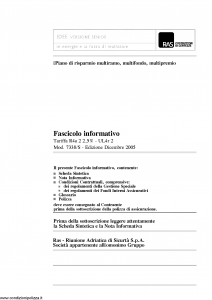 Allianz Ras - Idee Versione Senior Le Energie E La Forza Di Realizzare Tariffa R4A-2 - Modello 7338-s Edizione 12-2005 [126P]