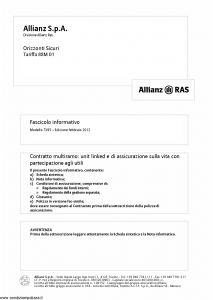 Allianz Ras - Orizzonti Sicuri Tariffa 88M-01 - Modello 7395 Edizione 02-2012 [64P]