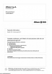 Allianz Ras - Orizzonti Sicuri Tariffa 88M-01 - Modello 7395 Edizione 04-2011 [52P]