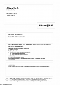 Allianz Ras - Orizzonti Sicuri Tariffa 88M-01 - Modello 7395 Edizione 10-2011 [52P]